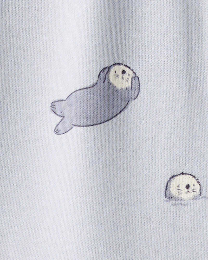 Baby Print 100% Cotton Long-Sleeve Snug Fit Sleeper - Blue
