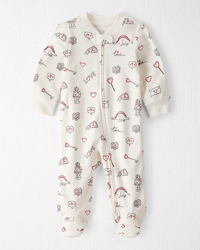 Baby Organic Cotton Sleep & Play Pyjamas Little Loves Print