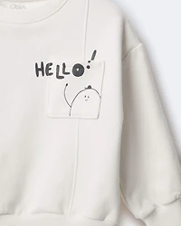 Toddler 'Hello!' Pullover Sweatshirt - Cream