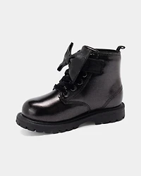 Toddler Girl Bow Ankle Boots - Black