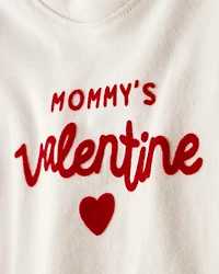 Baby Boy Mommy's Valentine Long-Sleeve Graphic Bodysuit - Cream