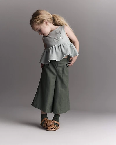 Toddler Girl Wide-Leg Drape Pant - Olive