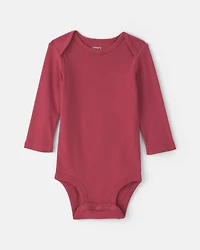 Baby Girl 3-Piece Floral Twill Long-Sleeve Dress Set - Burgundy/Cream
