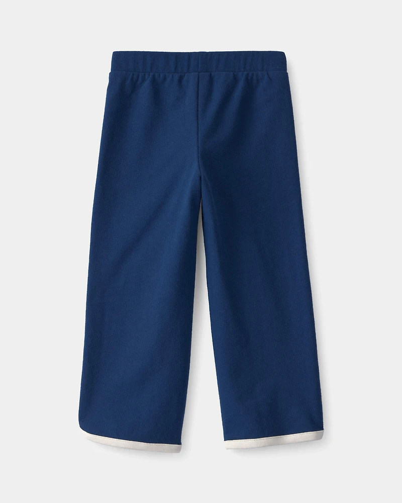 Toddler Girl French Terry Wide-Leg Pants - Blue