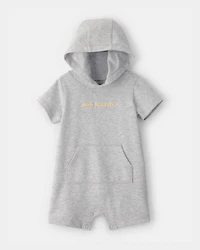 Baby Boy 'Main Squeeze' Short-Sleeve Hooded Romper - Grey