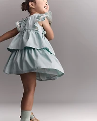 Toddler Girl Ruched Tiered Dress - Light Blue