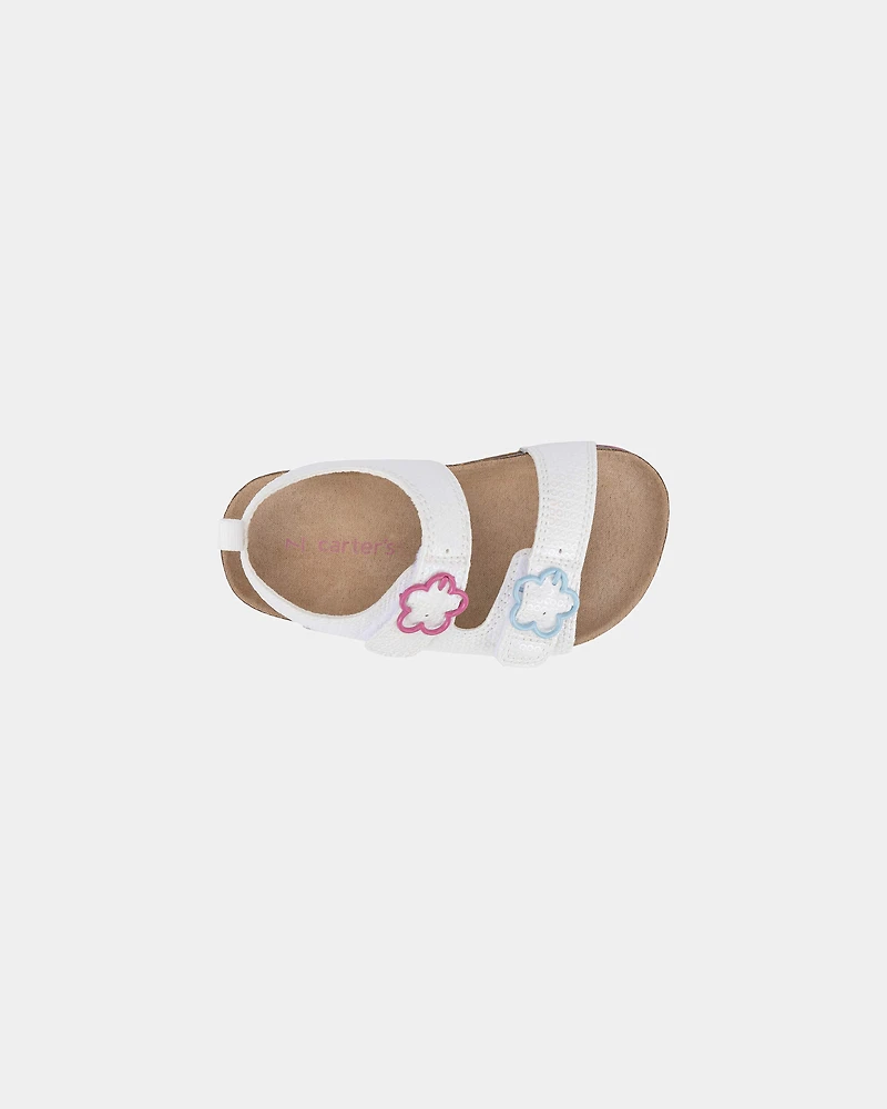 Toddler Girl Flower Sandals - White