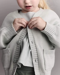 Toddler Girl Cardigan with Avenue Pockets - Light Blue