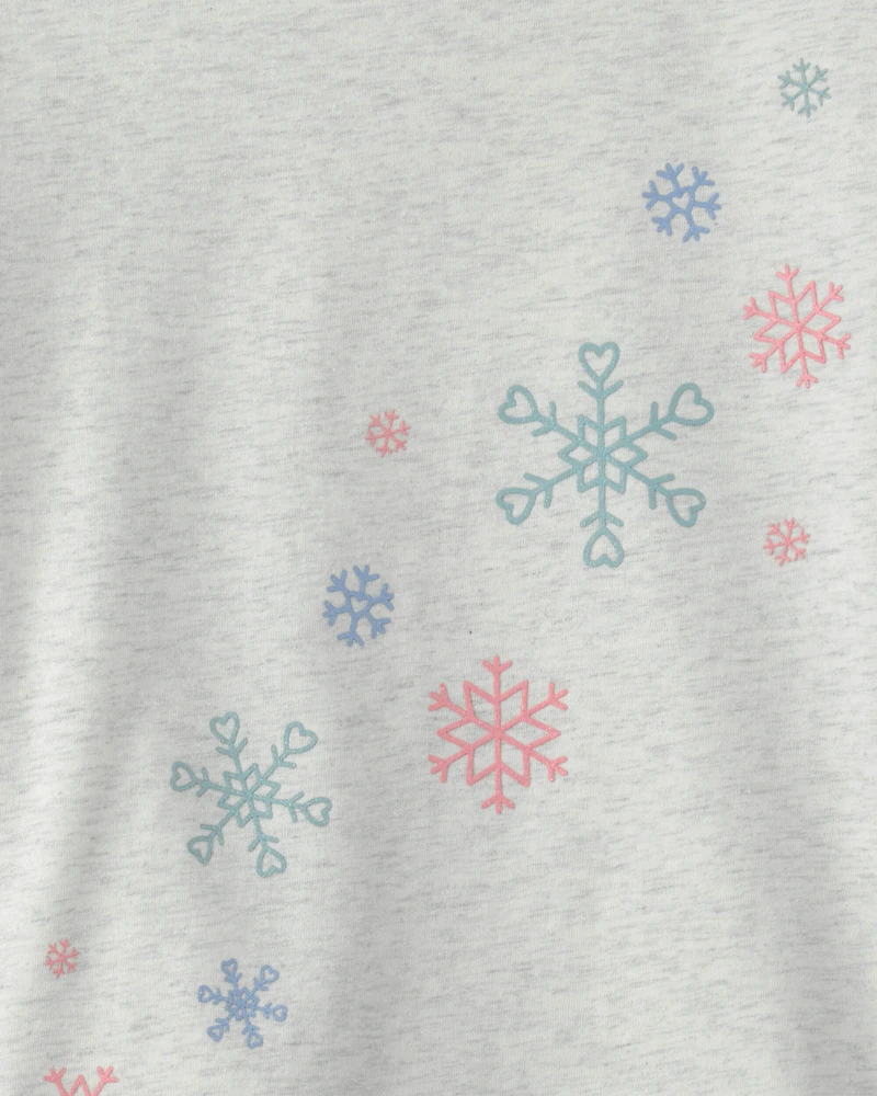 Girls Snowflake Long-Sleeve Graphic Tee - Grey