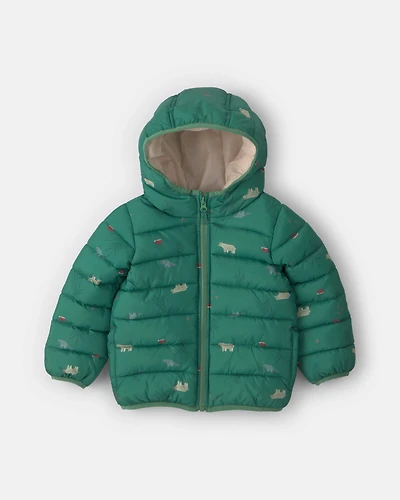 Toddler Boy Midweight Packable Puffer- Green