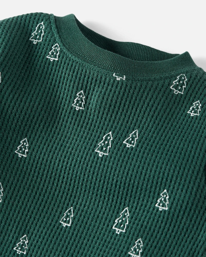 Baby Christmas Tree Print Waffle Knit Pyjamas Made with Organic Cotton