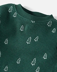 Baby Christmas Tree Print Waffle Knit Pyjamas Made with Organic Cotton