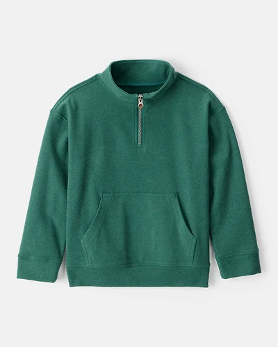 Boys Long-Sleeve Quarter-Zip Pullover Sweatshirt - Green