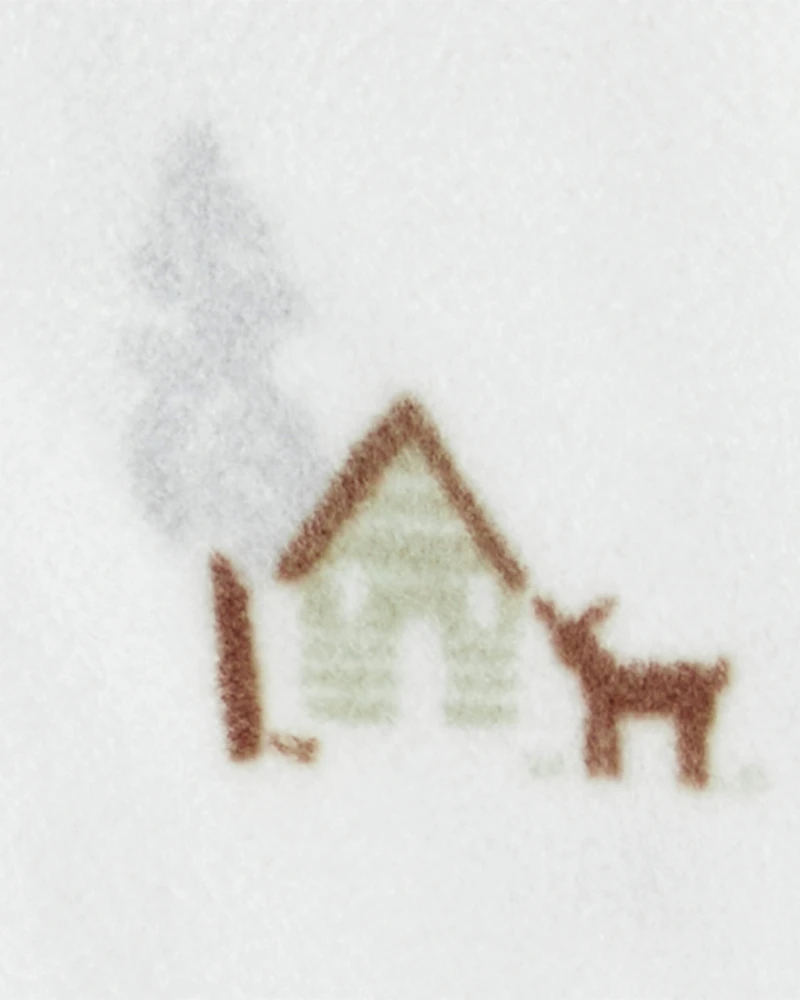 Baby Boy Barn Print Fleece Sleeper - White