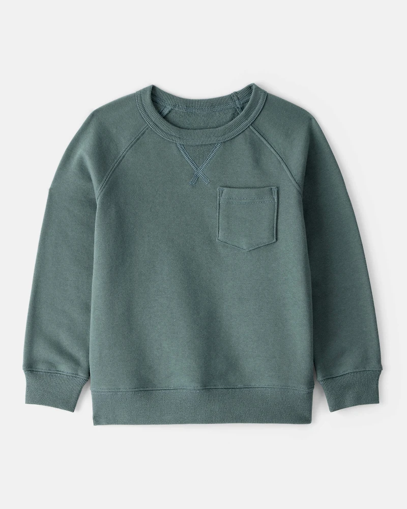 Toddler Boy Solid Fleece Long-Sleeve Sweatshirt - Green