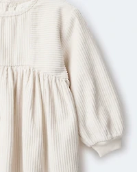 Toddler Girl Long-Sleeve Corduroy Dress - Cream
