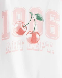 Girls Cherry Short-Sleeve Graphic Tee - Cream