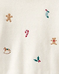 Baby Boy Holiday Print Long-Sleeve Sweater & Pant Set - White