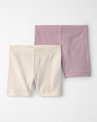 Toddler Girl 2-Pack Organic Cotton Ribbed Pedal Shorts