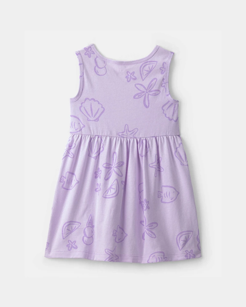 Toddler Girl Sea Animal Sleeveless Dress - Purple