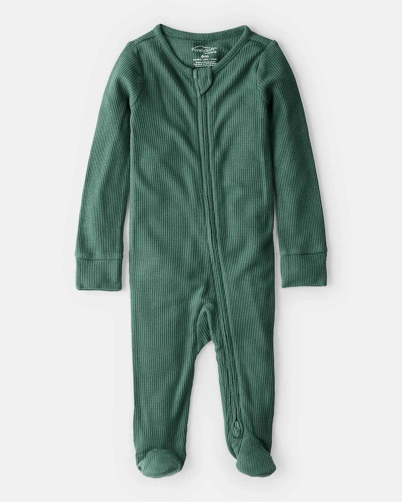 Baby Solid Print PurelySoft Long-Sleeve Sleeper - Green