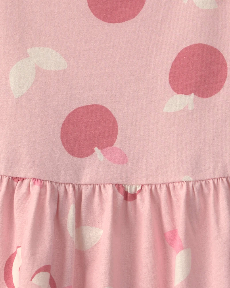 Toddler Girl Apple Short-Sleeve Dress - Pink