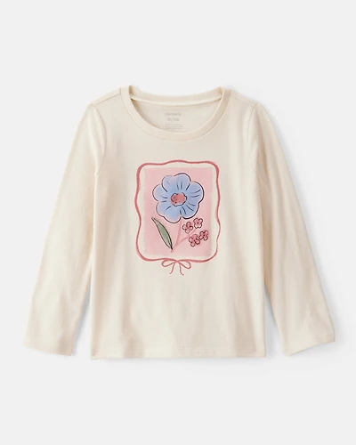 Toddler Girl Flower Long-Sleeve Graphic Tee - Cream