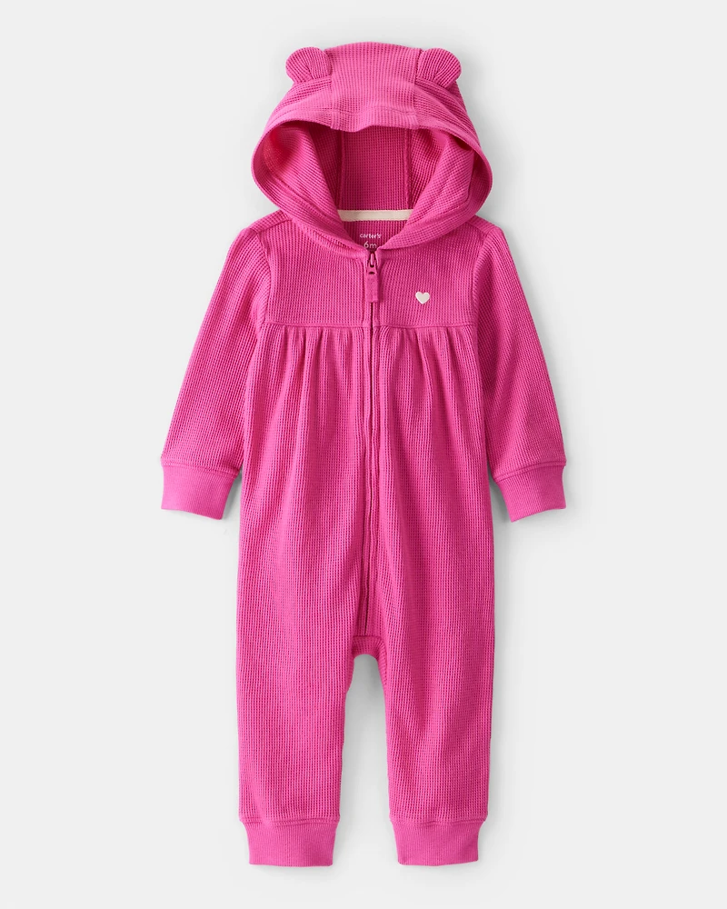 Baby Girl Heart Long-Sleeve Jumpsuit - Pink