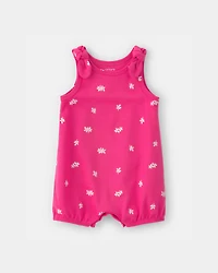 Baby Girl Floral Sleeveless Romper - Pink