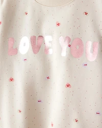 Toddler Girl DayDream Fleece Heart Long-Sleeve Pullover Sweatshirt - Ivory