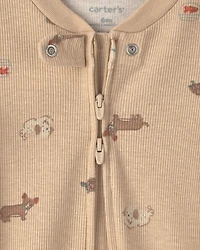 Baby Dog Cotton 2-Way Zip Sleeper - Brown