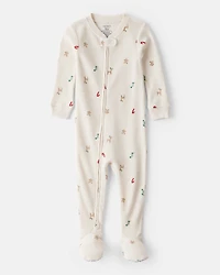 Baby Christmas Print Cotton Long-Sleeve Snug Fit 1-Piece pyjamas - White