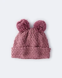 Toddler Girl Pom Beanie - Burgundy