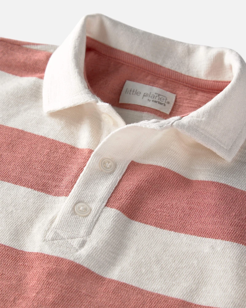 Toddler Boy Striped Collared Shirt Made with Organic Cotton