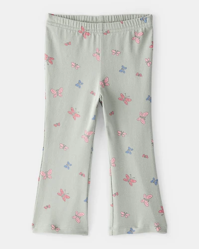 Baby Girl Butterfly Flare Pull-On Stretch Leggings - Green