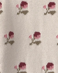 Toddler Girl Organic Cotton Sweater Knit Pullover Floral Jacquard