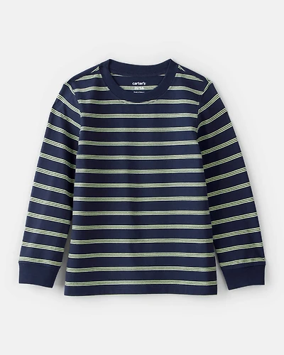 Toddler Boy Striped Long-Sleeve T-Shirt - Navy/Green