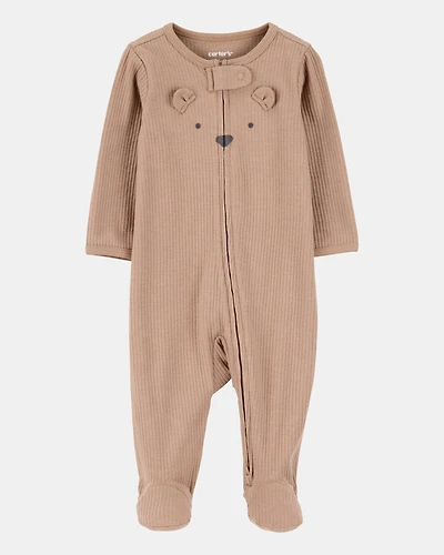 Baby Bear 2-Way Zip Ribbed Sleeper pyjamas