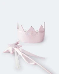 Toddler Girl 2-Pack Glitter Crown & Wand Set - Pink