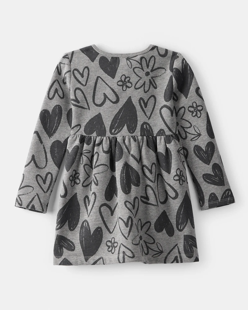 Toddler Girl DayDream Fleece Heart Knit Dress - Grey