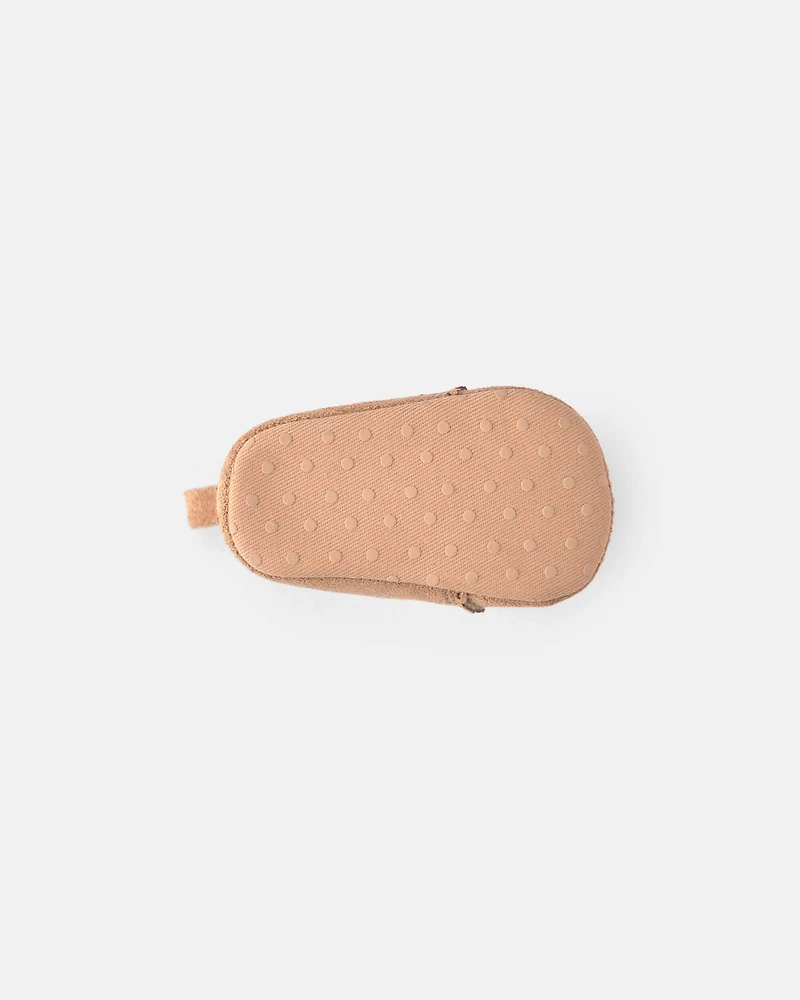 Baby Girl Bow Mocassin Shoes - Tan