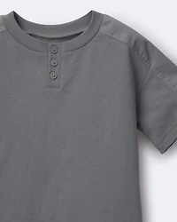 Toddler Boy Henley Tee - Dark Grey