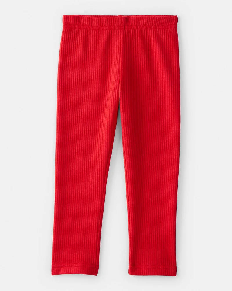 Toddler Girl Pull-On Stretch Rib Leggings - Red