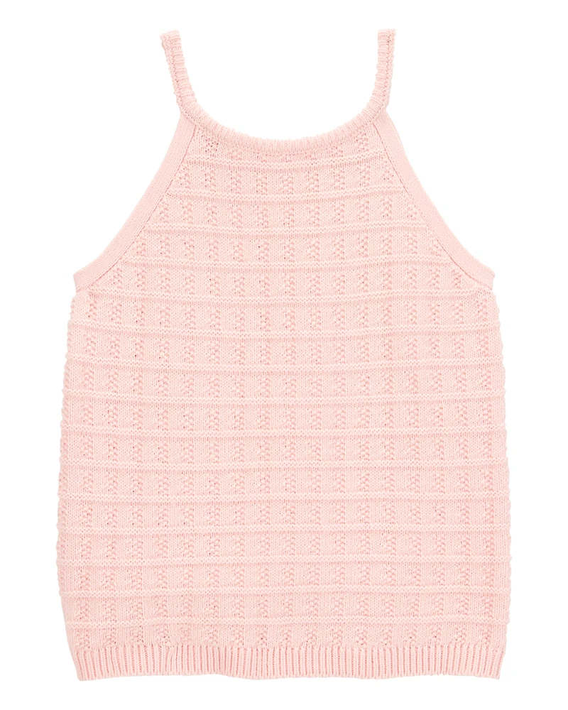 Kid Pink Knit Tank Top