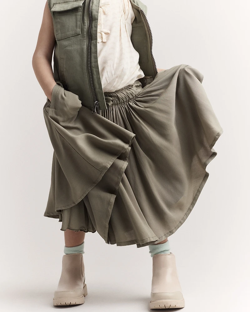 Toddler Girl Avenue Twirl™ Midi Skirt - Olive