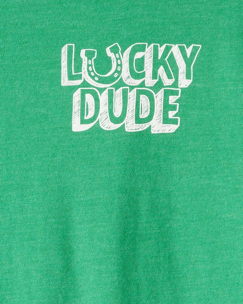 Boys Lucky Dude Long-Sleeve Graphic Tee - Green