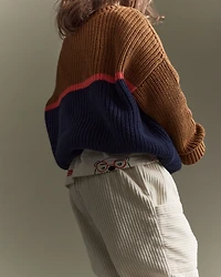 Toddler Boy Colourblock Pullover Sweater - Navy/Cinnamon