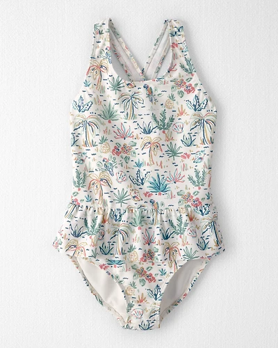 Girls Recycled Swimsuit Tropical Paradise Print
