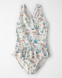 Girls Recycled Swimsuit Tropical Paradise Print