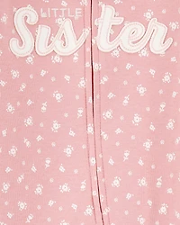 Baby Girl Little Sister 2-Way Zip Cotton Sleeper pyjamas